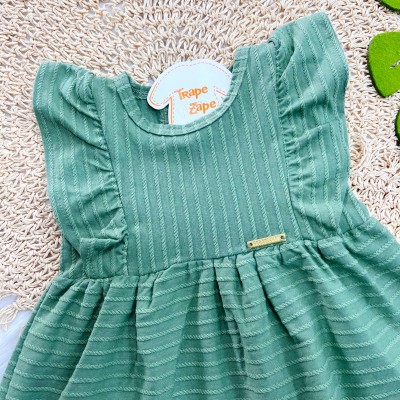 Vestido com Babadinho nas Mangas - Verde